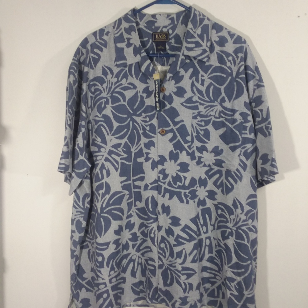 NEW Bass Short Sleeve Casual Shirt Silk XL